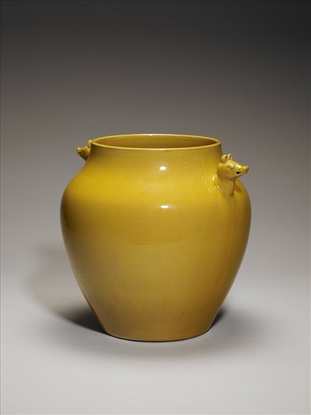 黃釉雙獸耳尊