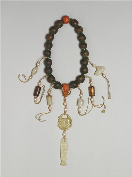 茄楠木玉墜飾手串