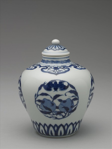 青花福壽紋蓋罐