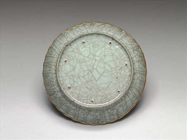 官窯 青瓷菊花式盤