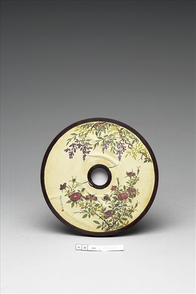 雕刻木蓋附朱洤〈花卉〉