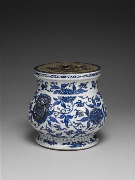 青花鋪首銜環花囊