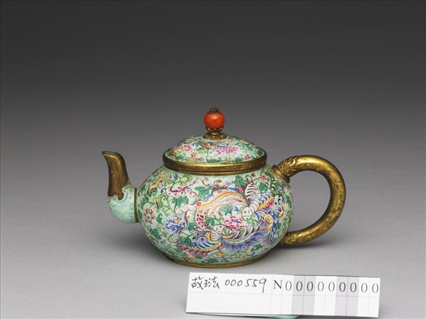 銅胎畫琺瑯喜相逢壺