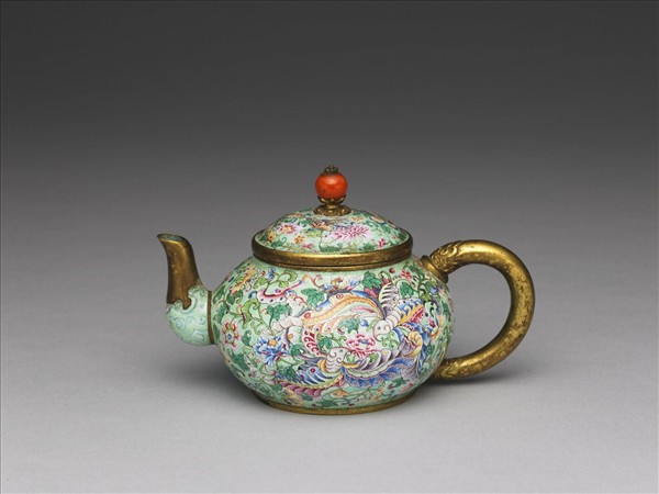 銅胎畫琺瑯喜相逢壺