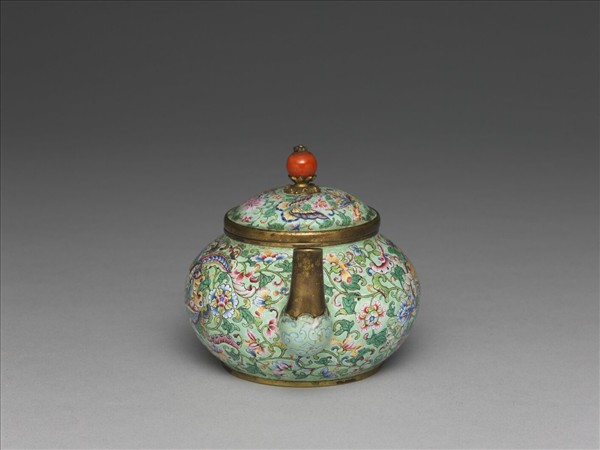 銅胎畫琺瑯喜相逢壺