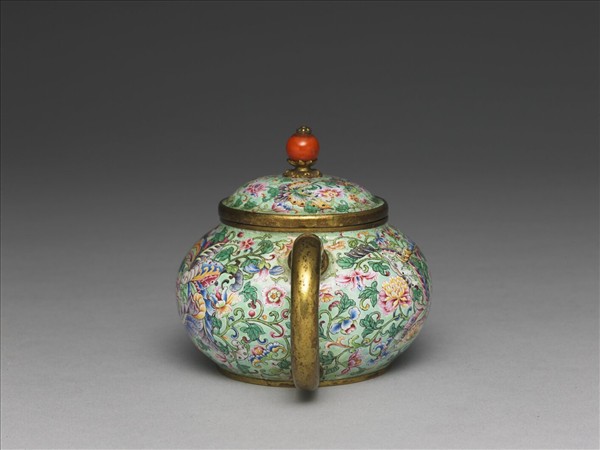 銅胎畫琺瑯喜相逢壺