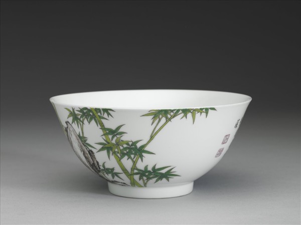 琺瑯彩瓷竹石碗