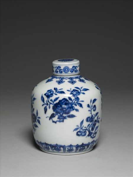 青花菊花紋蓋罐