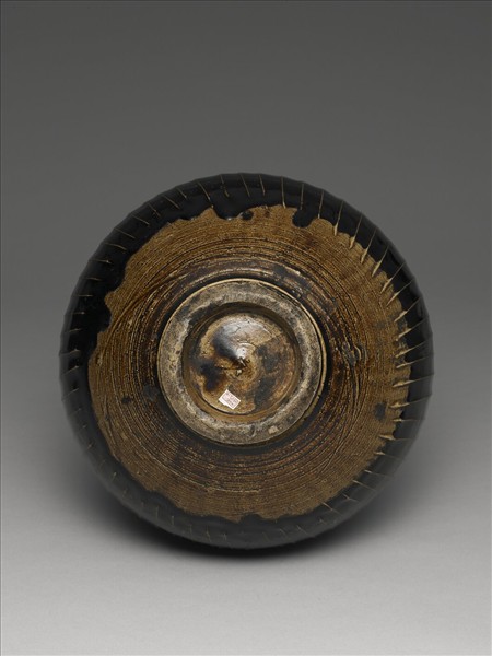 磁州窯 黑釉稜線罐