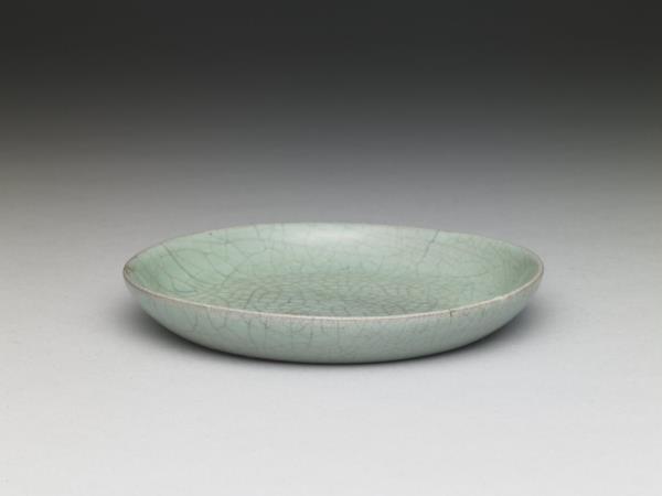 汝窯 青瓷碟「丙蔡」銘