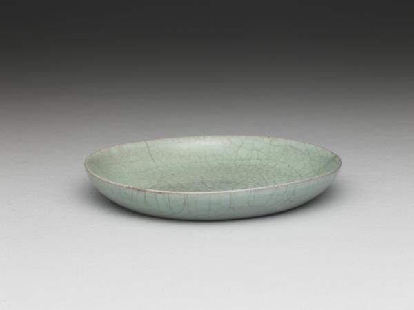 汝窯 青瓷碟「丙蔡」銘