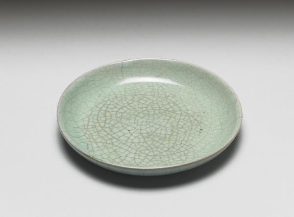 汝窯 青瓷碟「丙蔡」銘