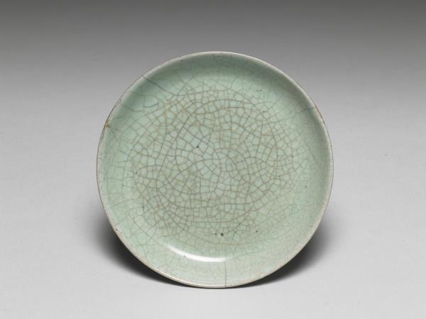 汝窯 青瓷碟「丙蔡」銘