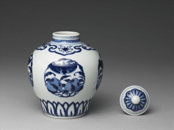 青花福壽紋蓋罐