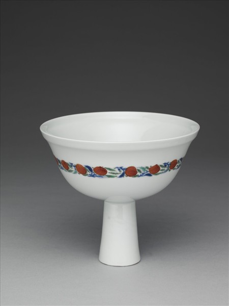 白地五彩花鳥靶碗