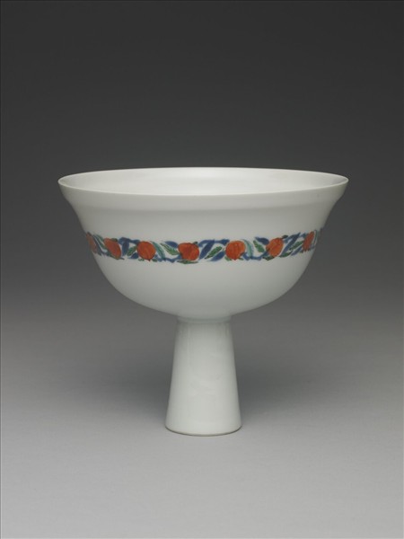 白地五彩花鳥靶碗