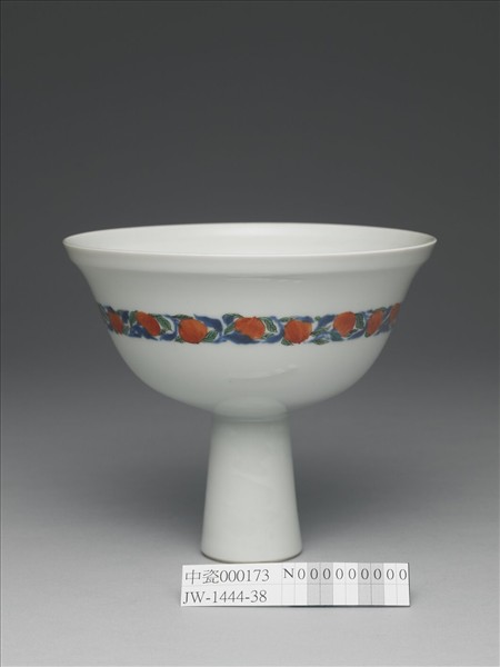 白地五彩花鳥靶碗