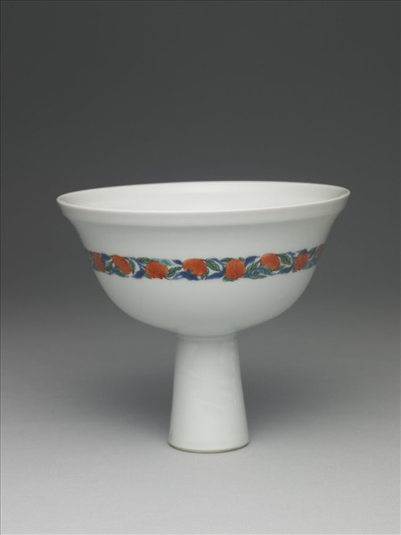 白地五彩花鳥靶碗