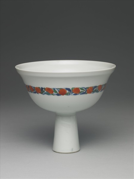 白地五彩花鳥靶碗