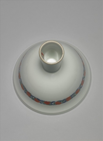 白地五彩花鳥靶碗