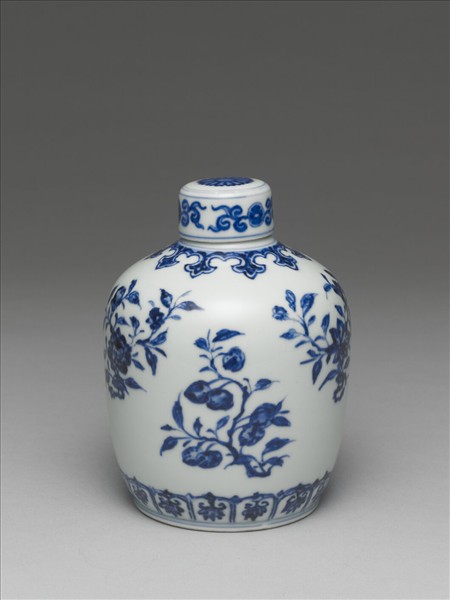 青花菊花紋蓋罐