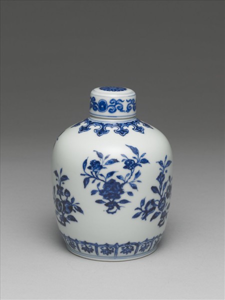 青花菊花紋蓋罐