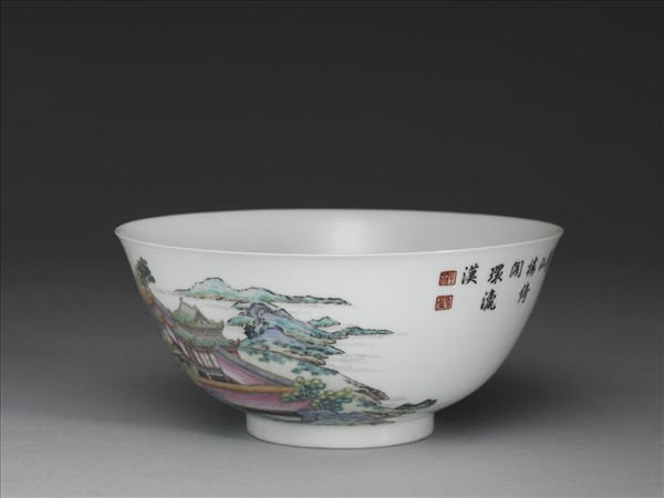 琺瑯彩山水樓閣圖碗