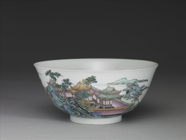琺瑯彩山水樓閣圖碗