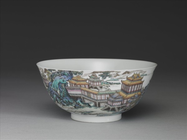 琺瑯彩山水樓閣圖碗