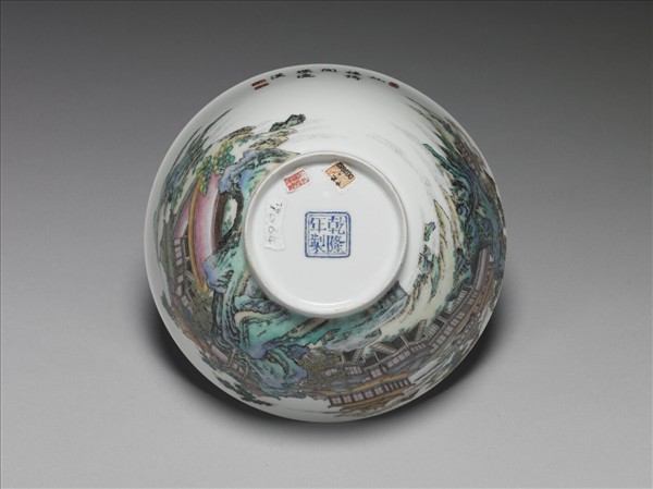 琺瑯彩山水樓閣圖碗