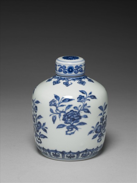 青花菊花紋蓋罐