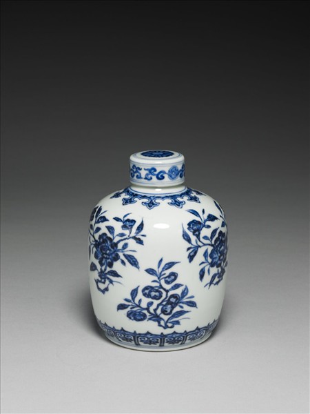 青花菊花紋蓋罐