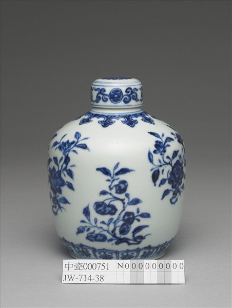 青花菊花紋蓋罐