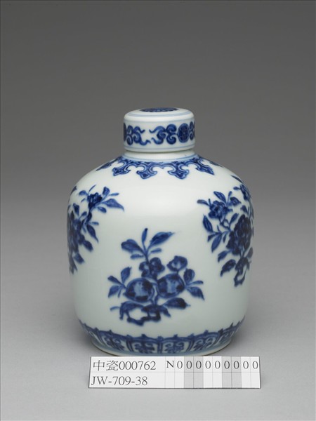 青花菊花紋蓋罐