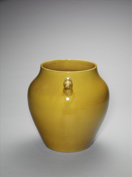 黃釉雙獸耳罐