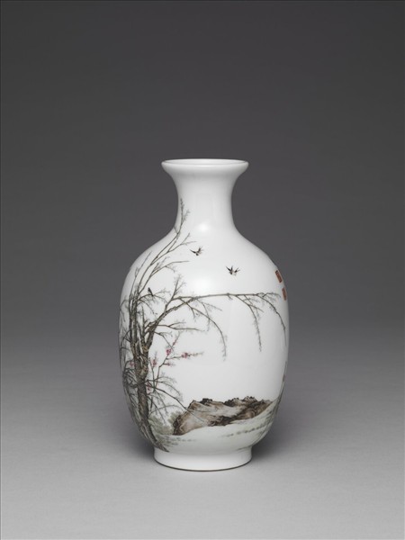 琺瑯彩農耕圖瓶