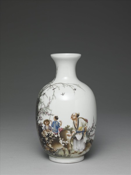 琺瑯彩農耕圖瓶