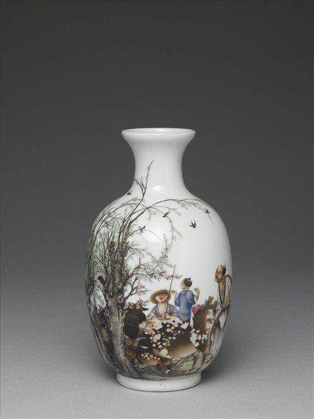 琺瑯彩農耕圖瓶