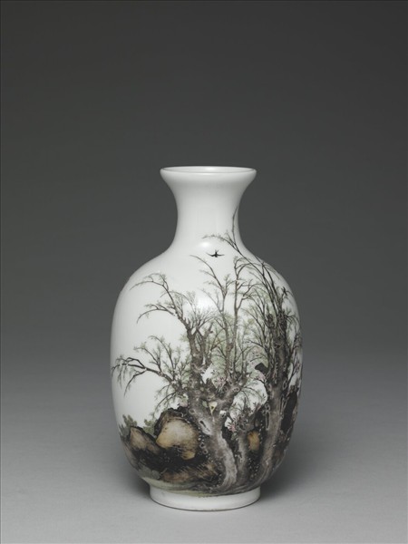 琺瑯彩農耕圖瓶