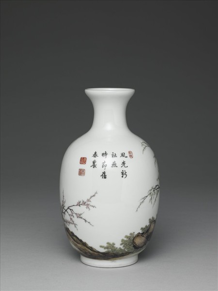 琺瑯彩農耕圖瓶