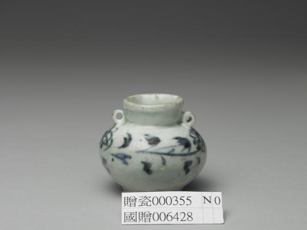 青花花卉紋雙耳罐