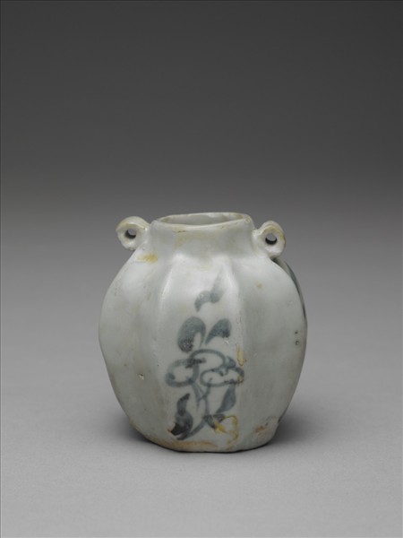 青花八稜雙耳罐