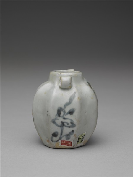 青花八稜雙耳罐