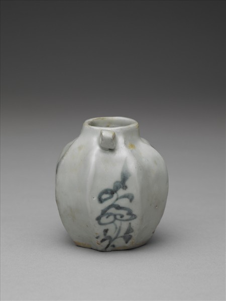 青花八稜雙耳罐