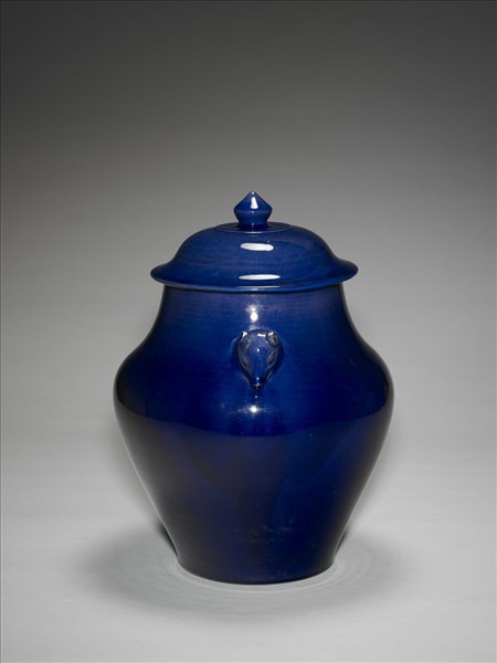 霽青釉獸耳蓋罐
