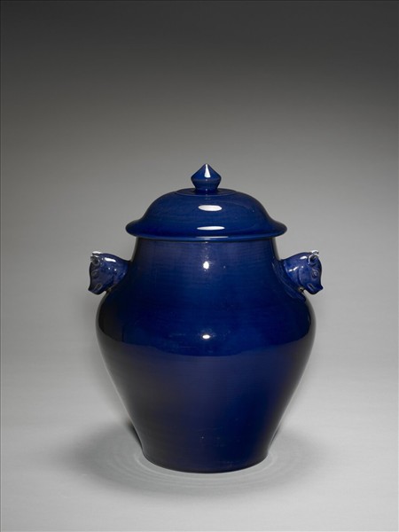 霽青釉獸耳蓋罐