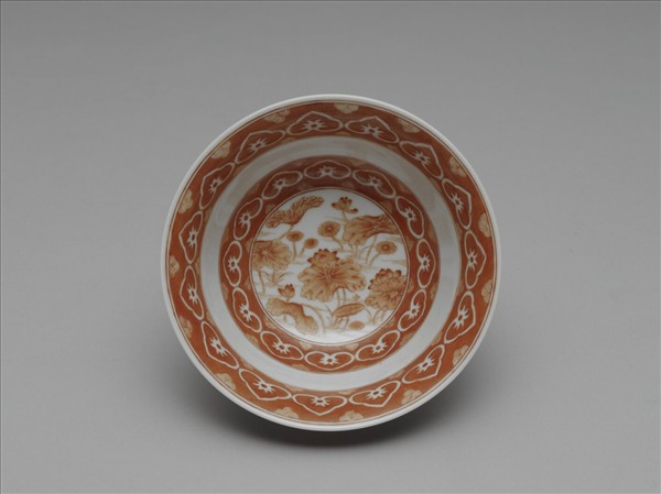 白瓷描紅荷露烹茶詩茶碗