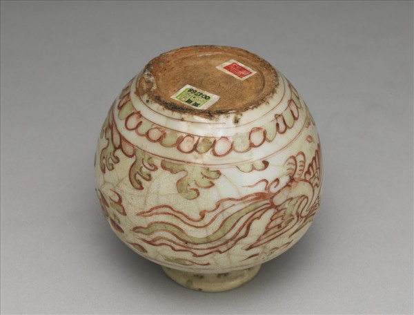 紅綠彩鳳紋小壺