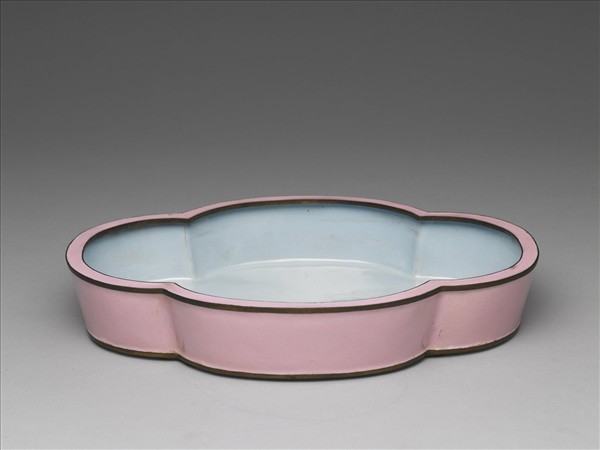 銅胎畫琺瑯海棠式花盆