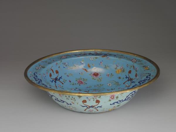 銅胎畫琺瑯福壽盆